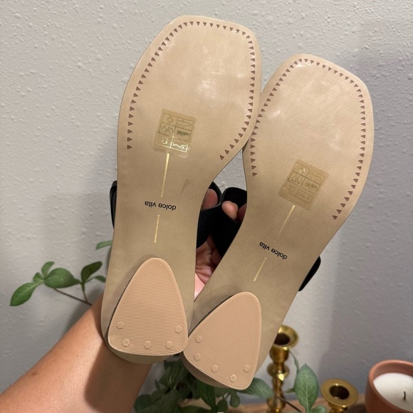 Dolce Vita 8.5 Black Riva Slip On Block Heel Sandals Boho Wedding Chic Vacation - Picture 5 of 7